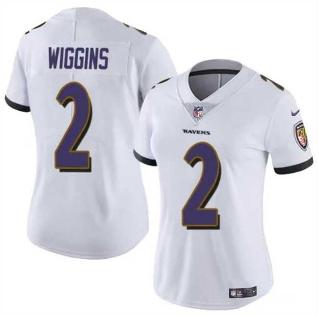 Womens Baltimore Ravens #2 Nate Wiggins White 2024 Draft Jersey Dzhi